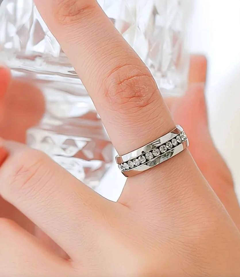 New Stylish Stainless Steel Ring with Cubic Zarconia - Size 10 - photo 4