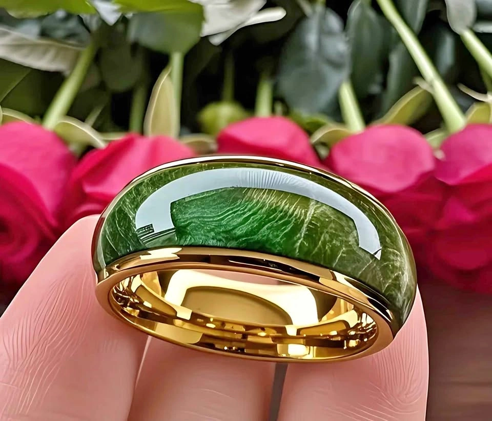 New Modern Golden with Marble Look Ring - Size 13