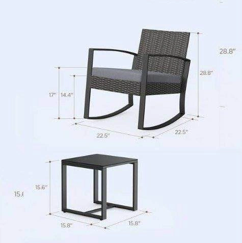 3-Piece Wicker Patio Rocking Chair Set with Table - photo 2