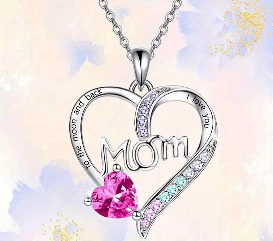 Heart Mom Necklace - "I Love You to the Moon"