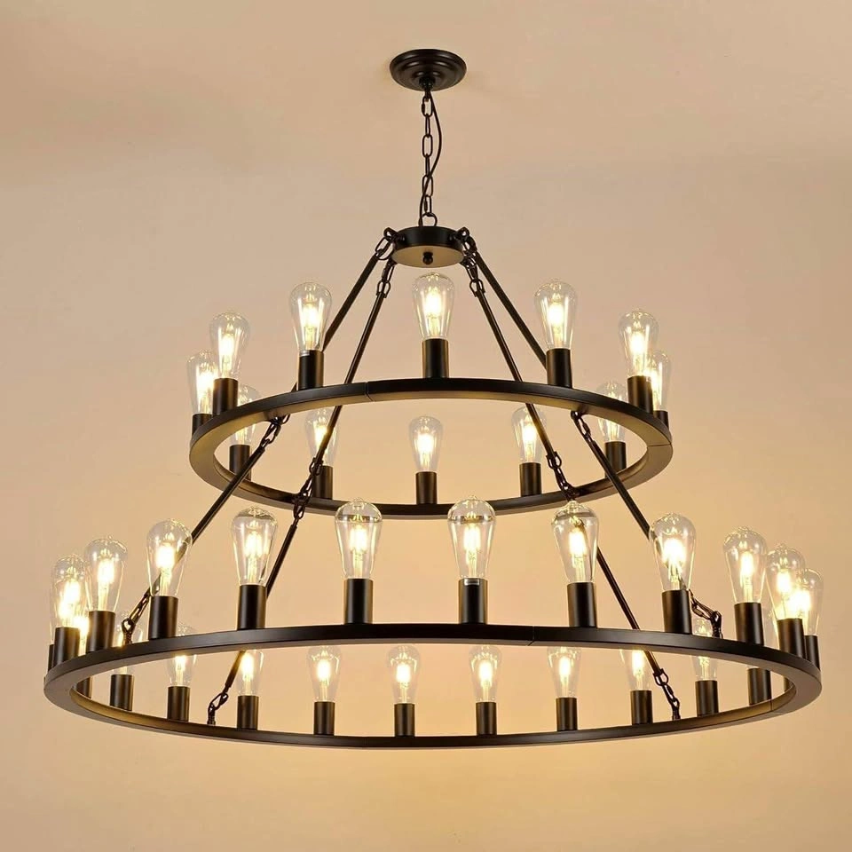 Brand New Large 2-Tier Wagon Wheel Chandelier