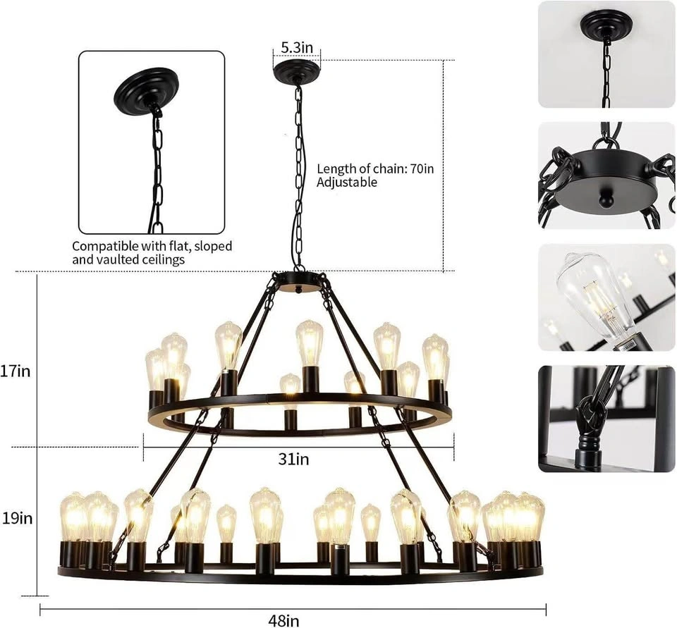 Brand New Large 2-Tier Wagon Wheel Chandelier - photo 2
