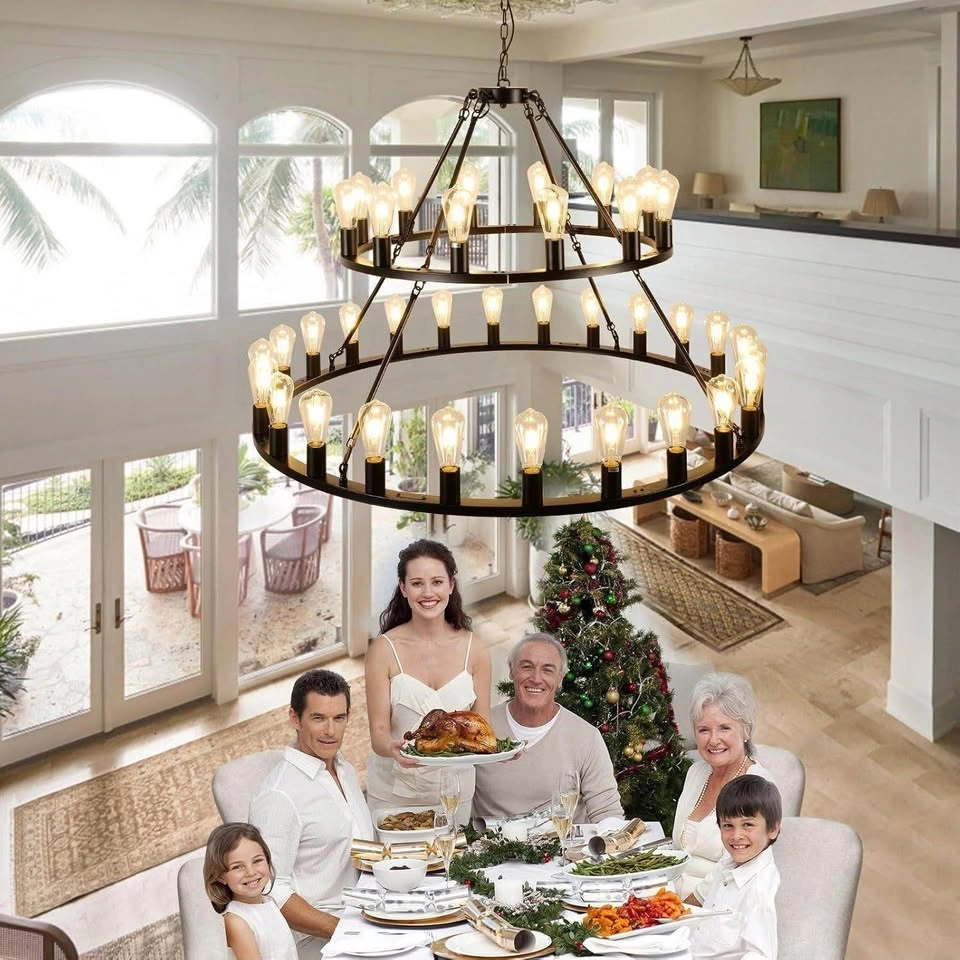 Brand New Large 2-Tier Wagon Wheel Chandelier - photo 3