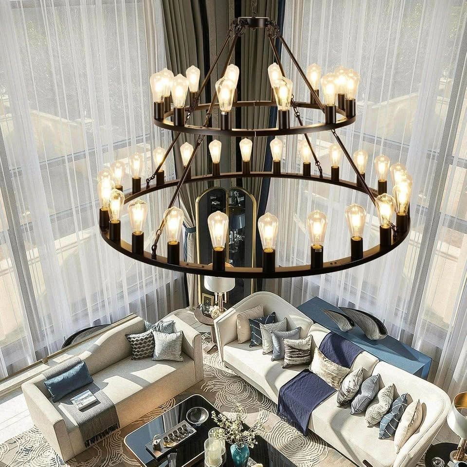 Brand New Large 2-Tier Wagon Wheel Chandelier - photo 4
