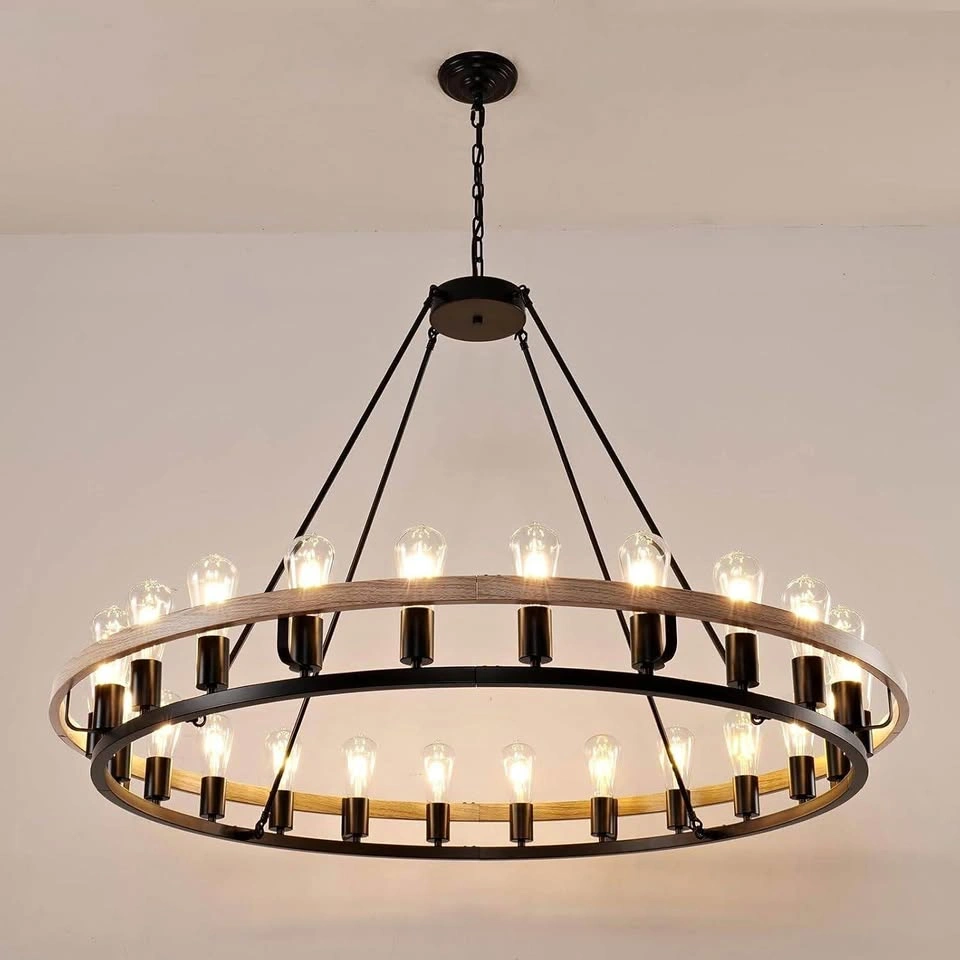 Brand New 48 Inch Farmhouse Wagon Wheel Chandelier