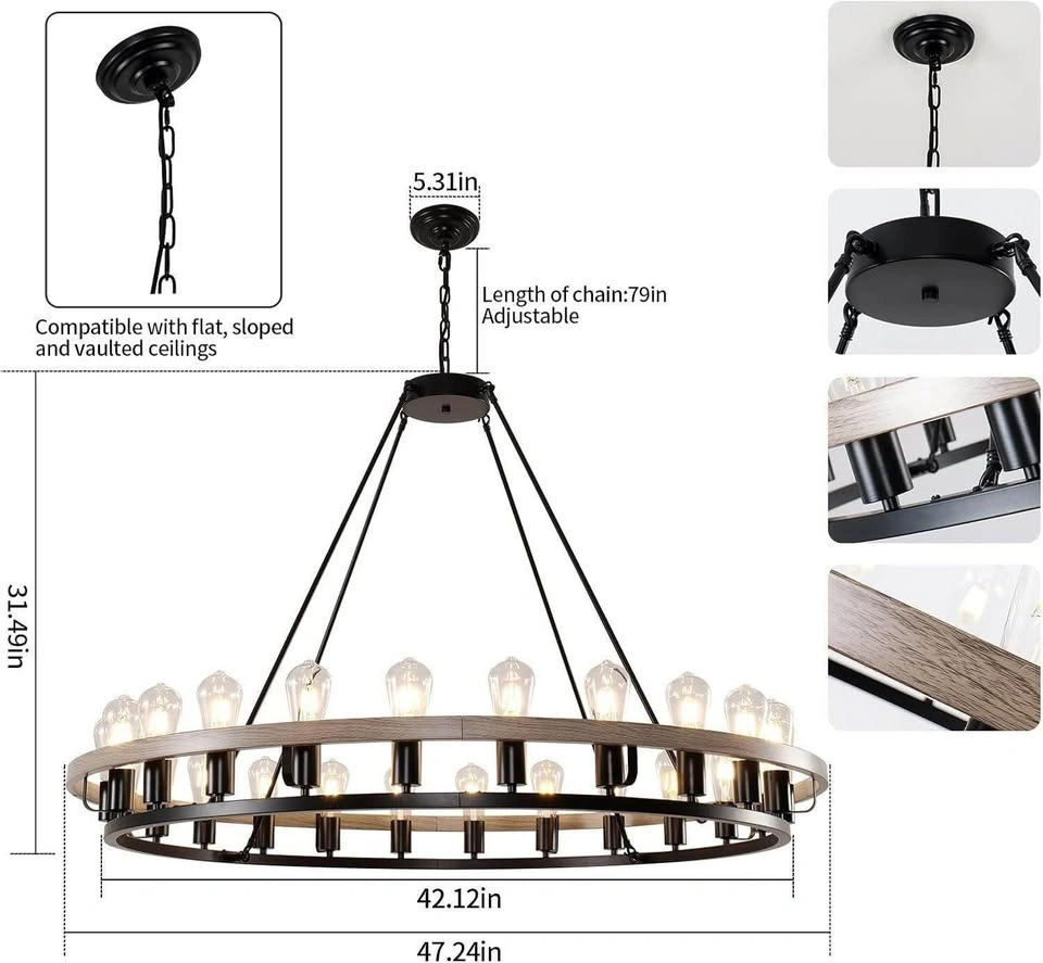 Brand New 48 Inch Farmhouse Wagon Wheel Chandelier - photo 2