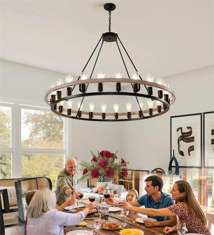 Brand New 48 Inch Farmhouse Wagon Wheel Chandelier - photo 3
