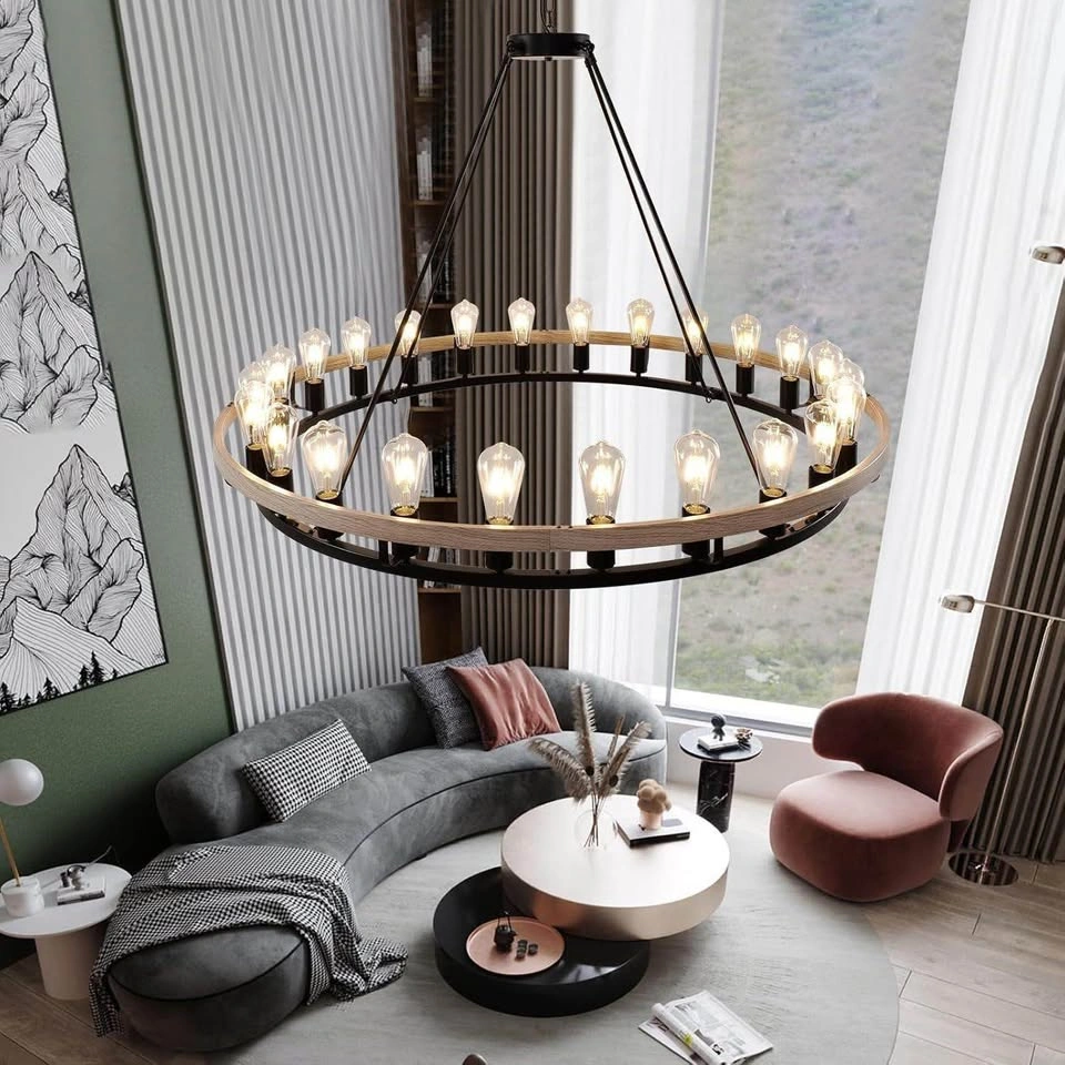 Brand New 48 Inch Farmhouse Wagon Wheel Chandelier - photo 4