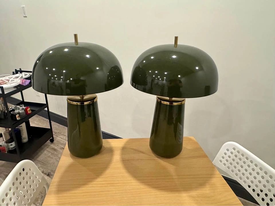 Pair of Green Mushroom Lamps