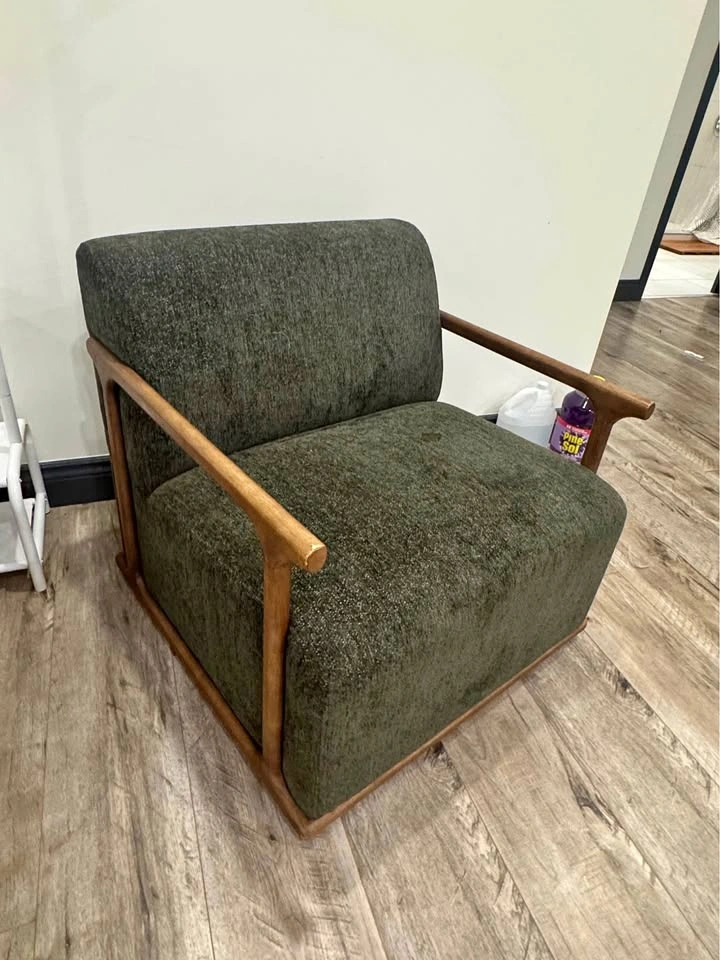 Dark Green Armchair Wood Frame Accent Chair