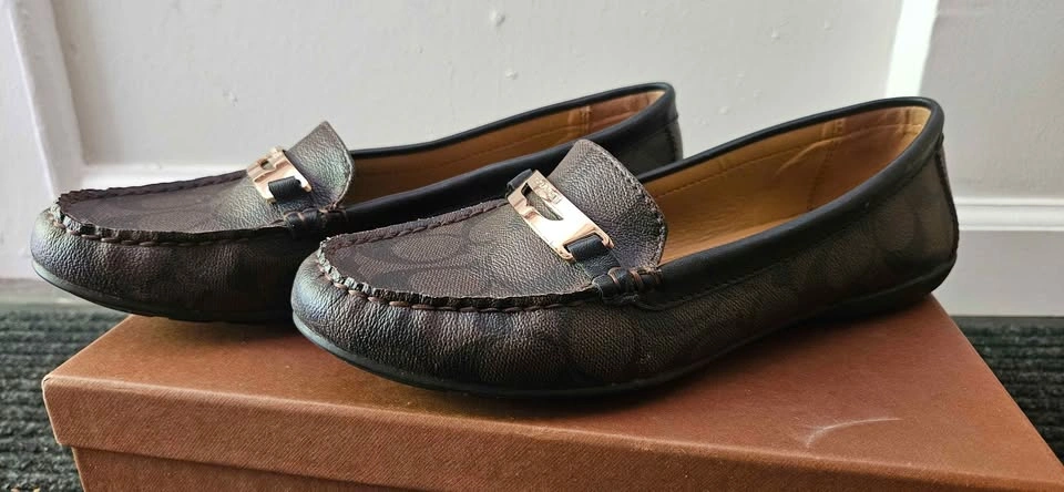 Coach Olympia Signature Jacquard Loafers Flats Shoes, Brown/Maho - photo 2