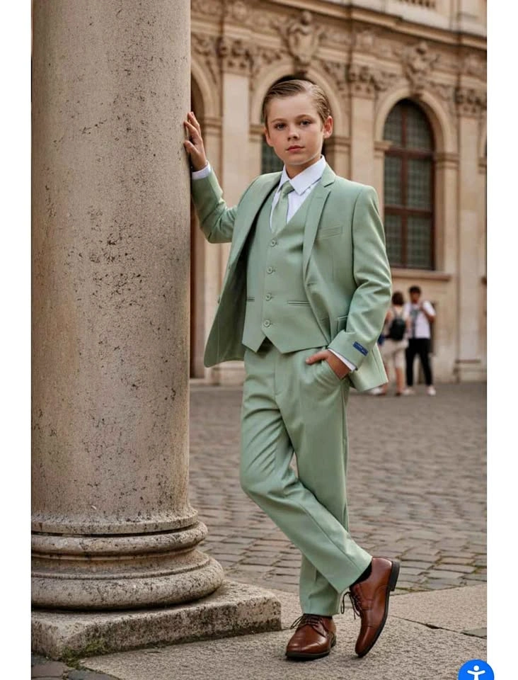 Boys 5 Piece Sage Tuxedo Suit Size 10 (150cm)