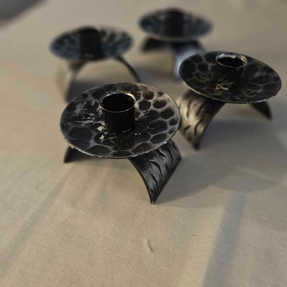 Set of 4 Metal Candle Holders – Unique Hammered Look - photo 3