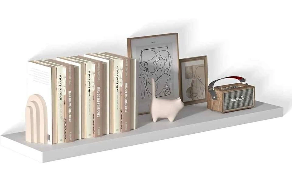 48” Floating Wall Shelf (White) – Heavy Duty Deep Shelf