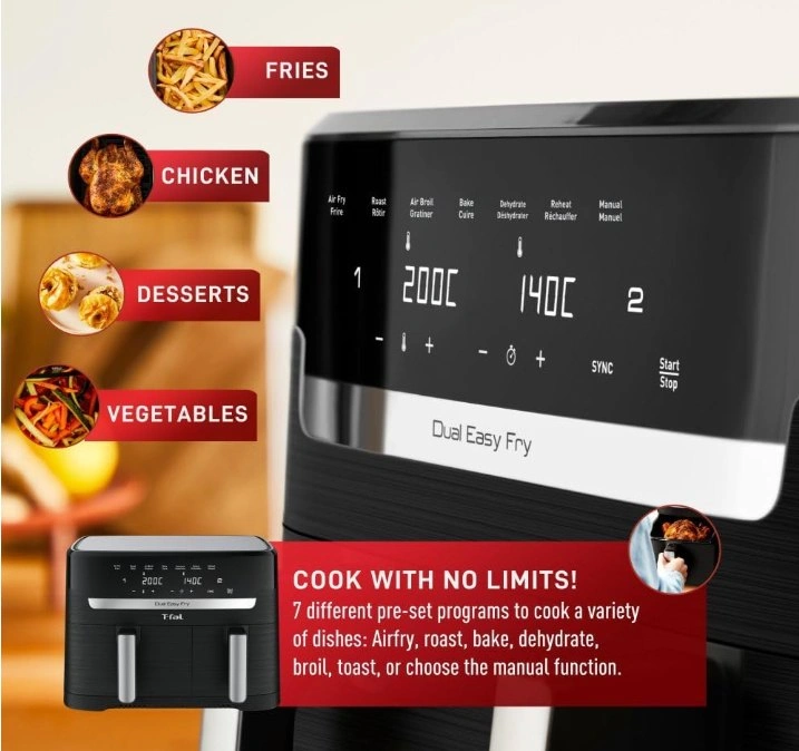 T-fal Dual Easy Fry XL Air Fryer 7-in-1, 2 Baskets - photo 5