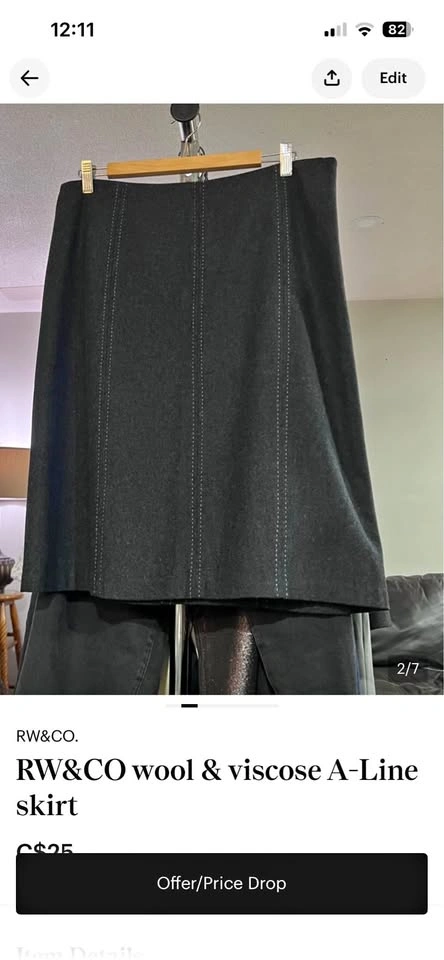 RW&CO Wool & Viscose A-Line Skirt - Size 12