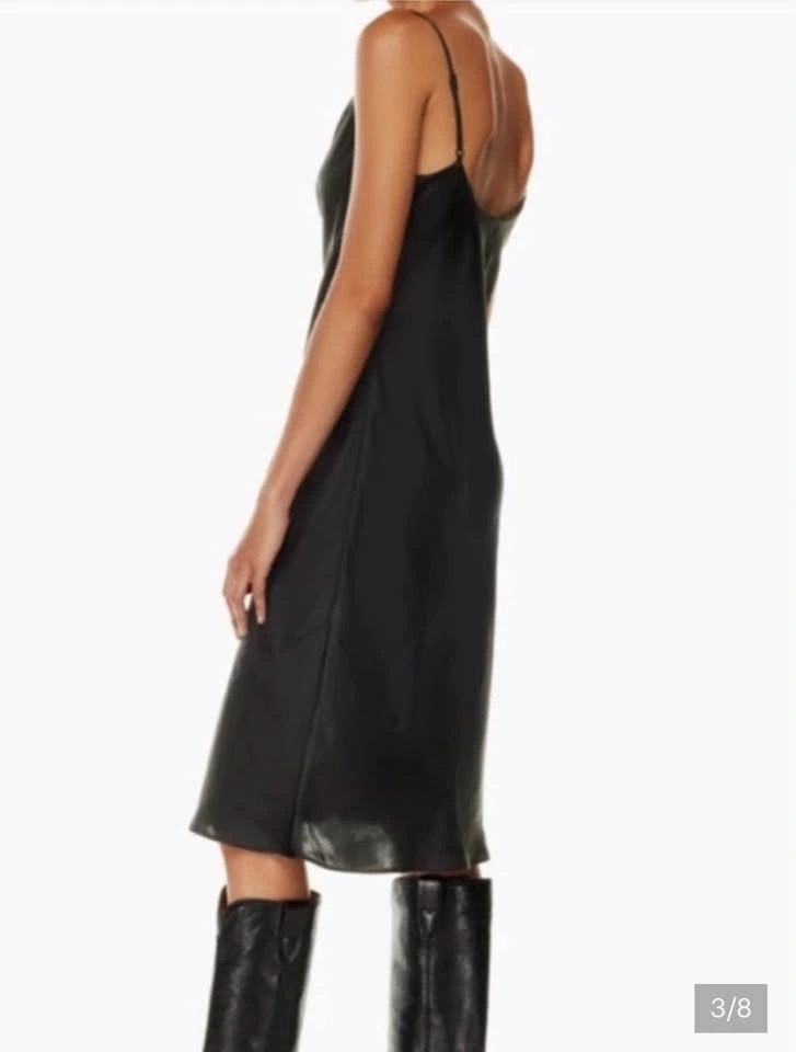 RICKIS satin black midi slip dress NWT Crepette Fabric size Medi - photo 3