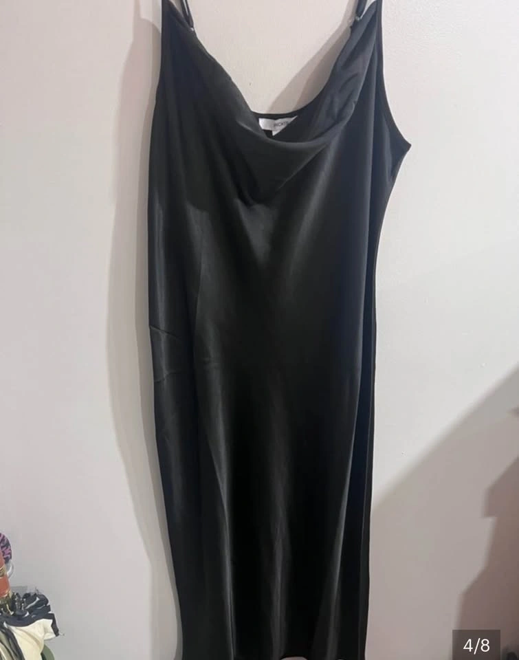 RICKIS satin black midi slip dress NWT Crepette Fabric size Medi - photo 4