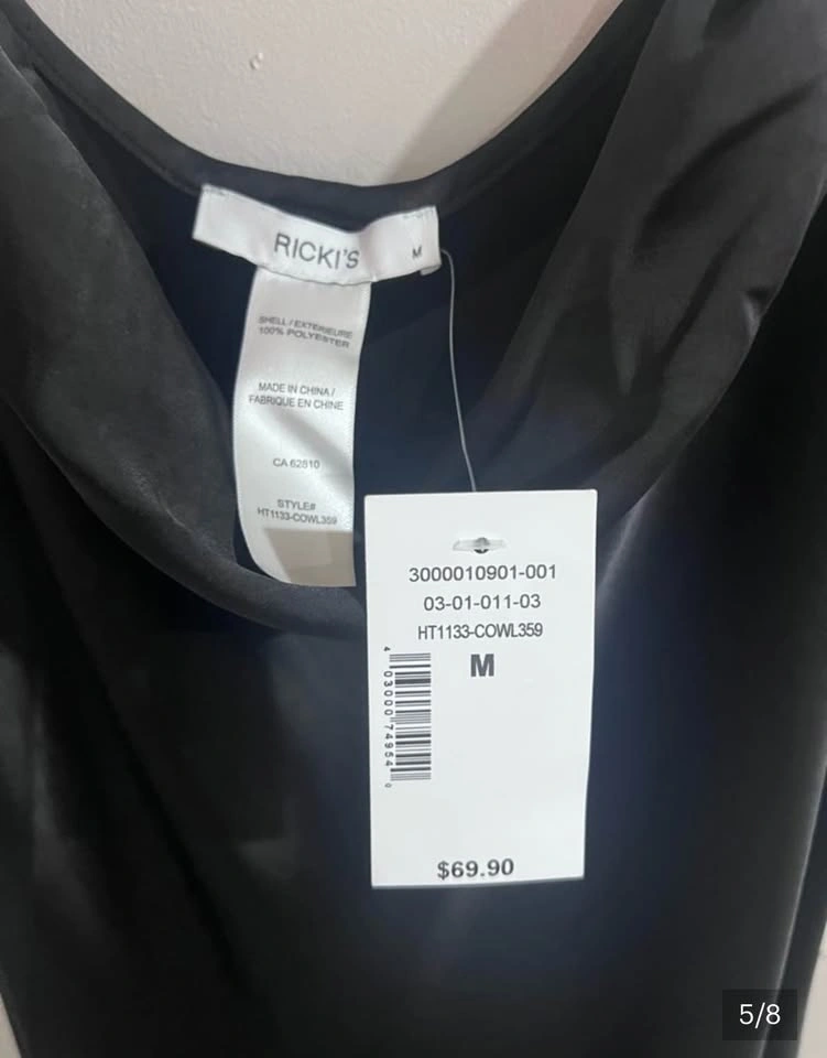 RICKIS satin black midi slip dress NWT Crepette Fabric size Medi - photo 5