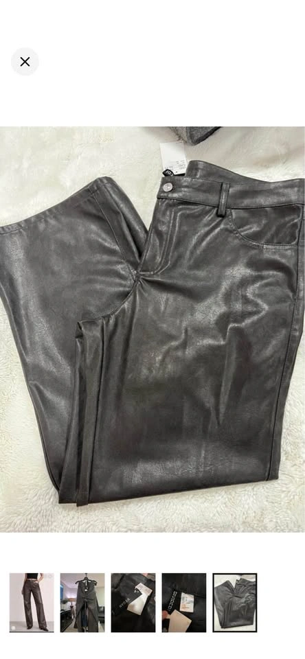 H&M Brown Wide Leg Leather Pants Size 14 - photo 2