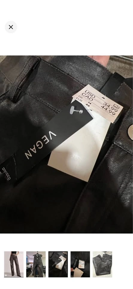 H&M Brown Wide Leg Leather Pants Size 14 - photo 4