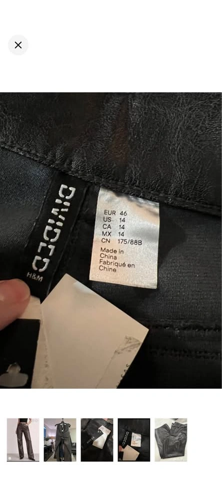 H&M Brown Wide Leg Leather Pants Size 14 - photo 5