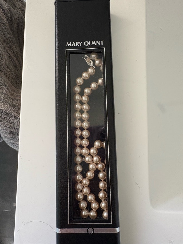 Vintage Mary Quant Pearl Necklace in Original Box