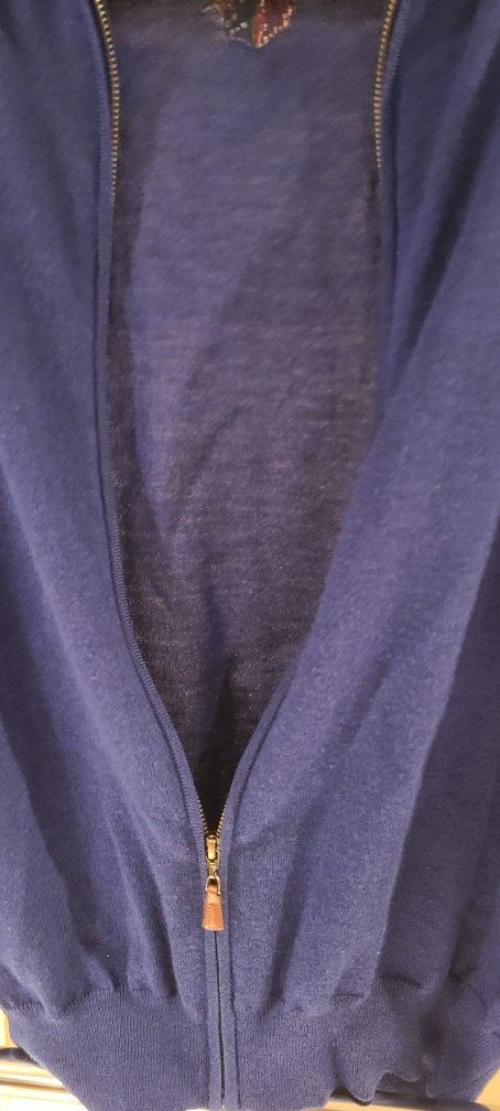 Peter Millar Men's Large Blue Full Zip Wool Sweater Vest - photo 4