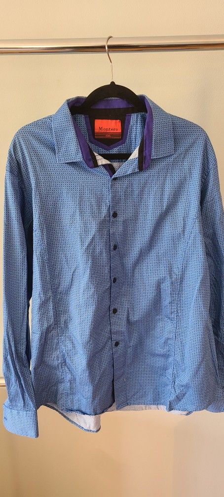 Montero West Blue Cowboy Long Sleeve Shirt Size 4XL