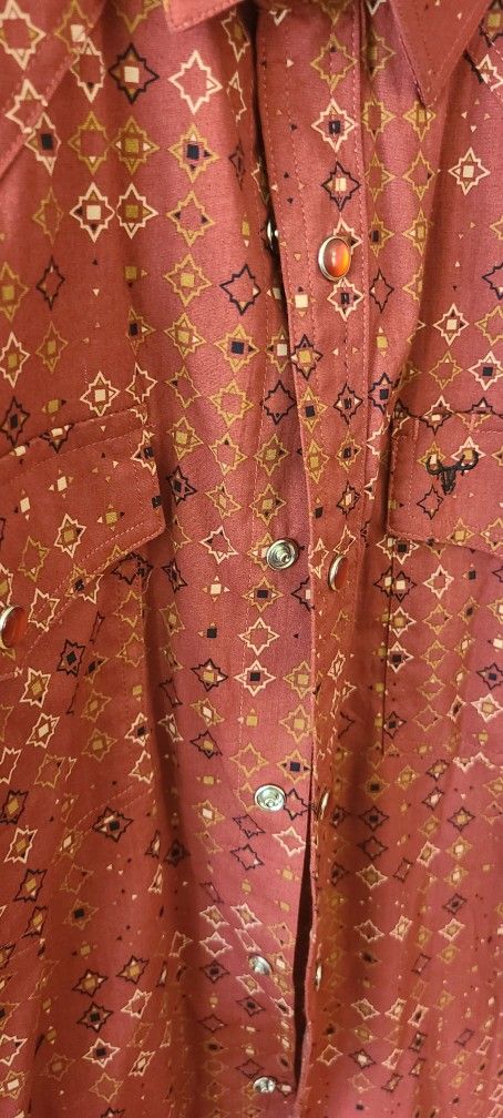 Platini Men Pattern Burgundy Long Sleeve Shirt SZ M - photo 3