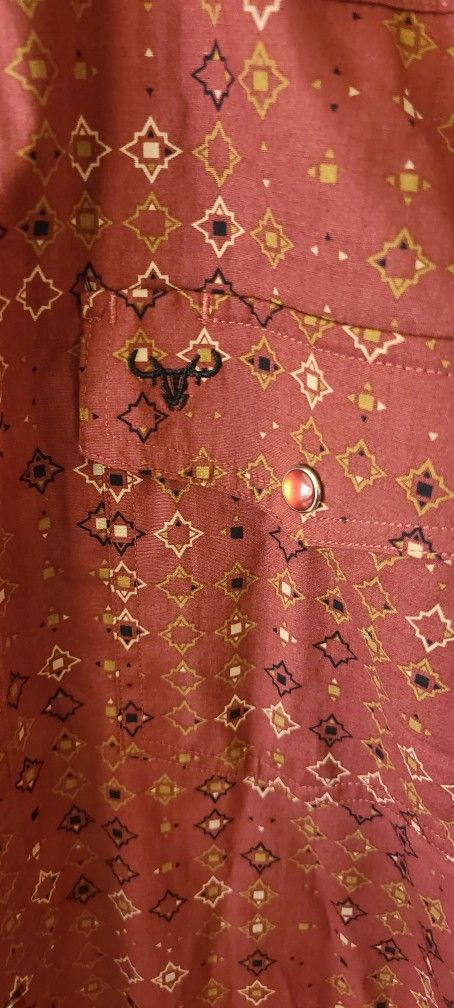 Platini Men Pattern Burgundy Long Sleeve Shirt SZ M - photo 4