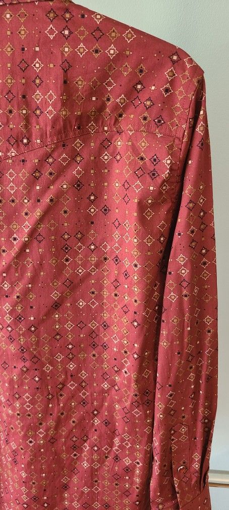 Platini Men Pattern Burgundy Long Sleeve Shirt SZ M - photo 5