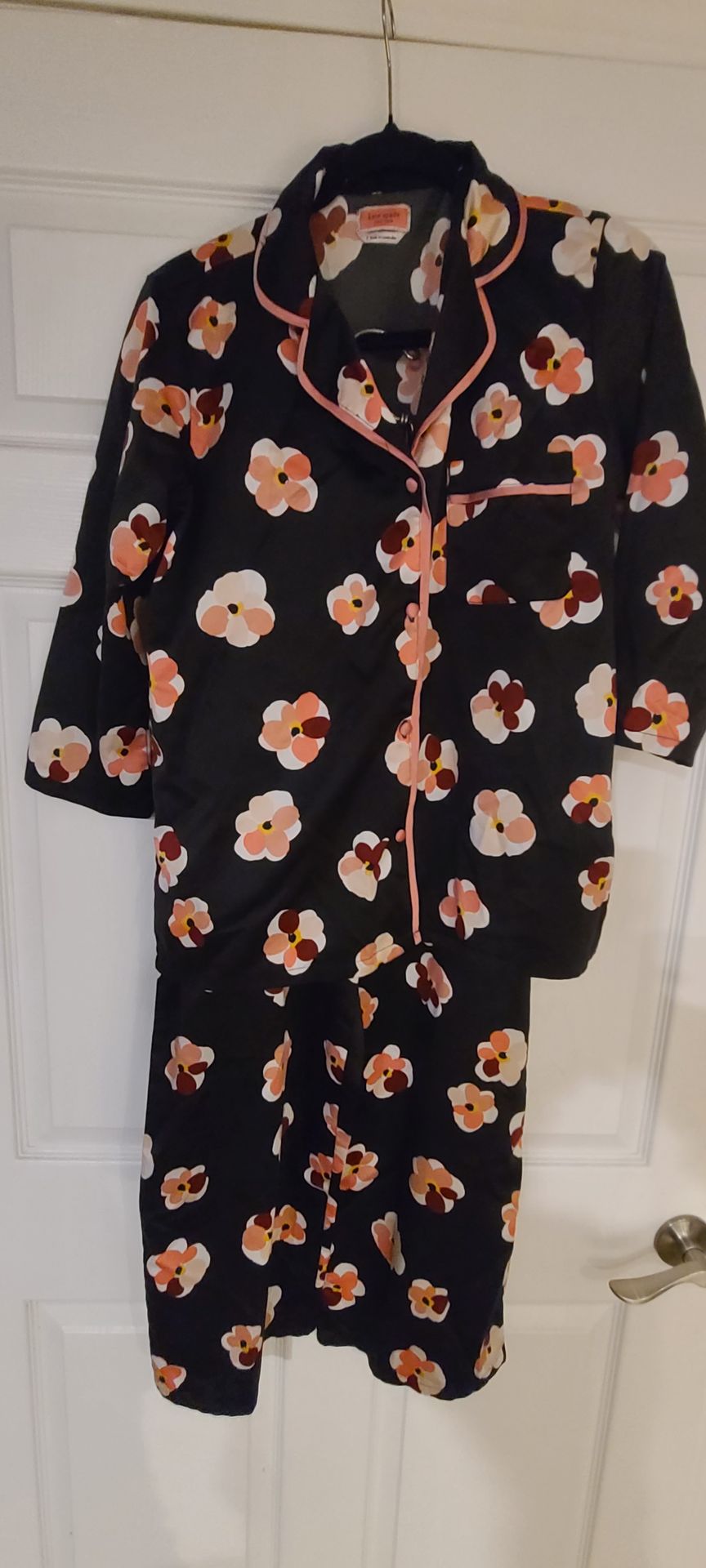 Kate Spade New York 2-Piece Silky Satin Floral Pajama Set SZ S