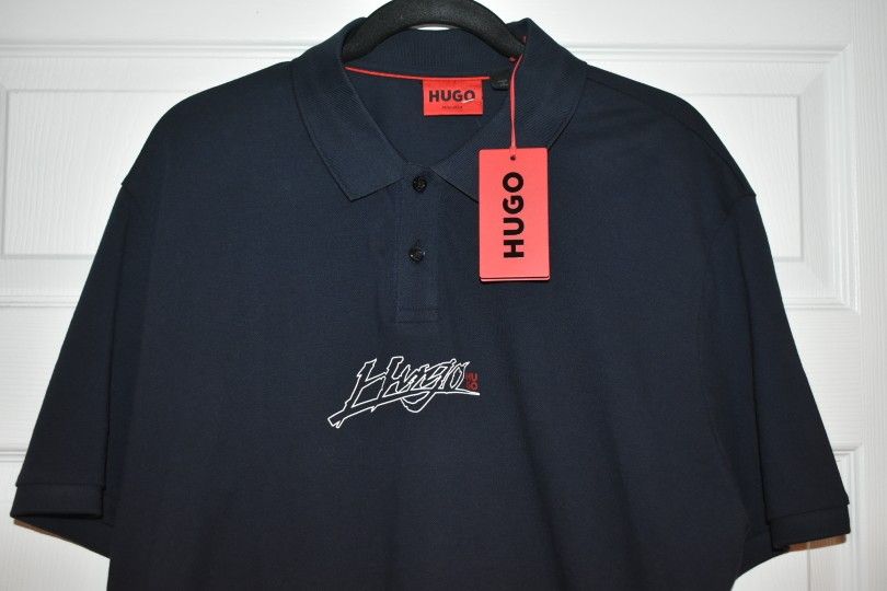 Hugo Boss Men Navy Blue Short Sleeve Polo SZ XXL