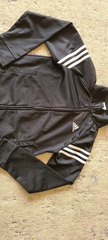 Adidas Girls Black Track Jacket SZ 10 - photo 2