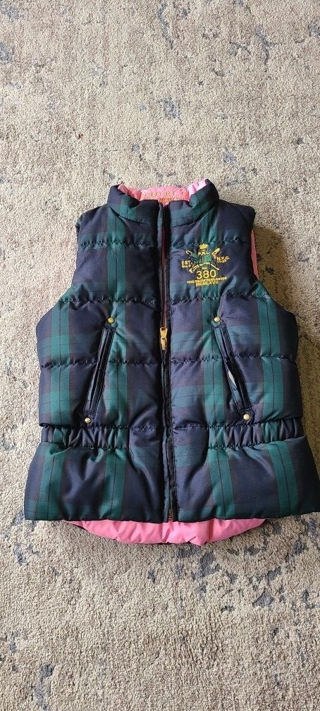 Ralph Lauren Polo Girls Reversible Pink Green Down Vest SZ 6 - photo 2