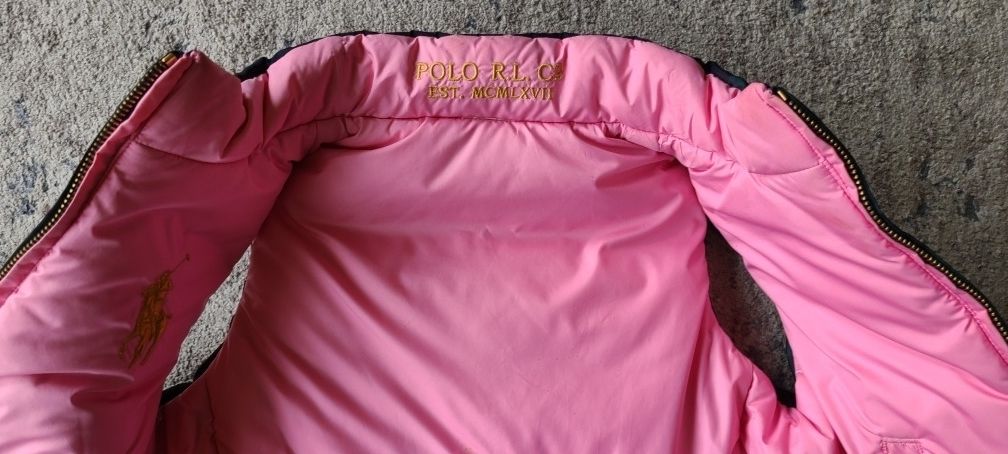 Ralph Lauren Polo Girls Reversible Pink Green Down Vest SZ 6 - photo 4