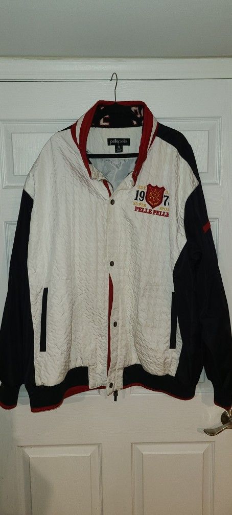 Pelle Pelle Men Black White Zip Up jacket SZ 6XL