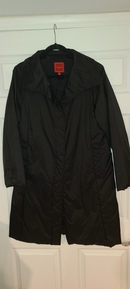 Cole Haan Woman Black Long Thermore Coat SZ L