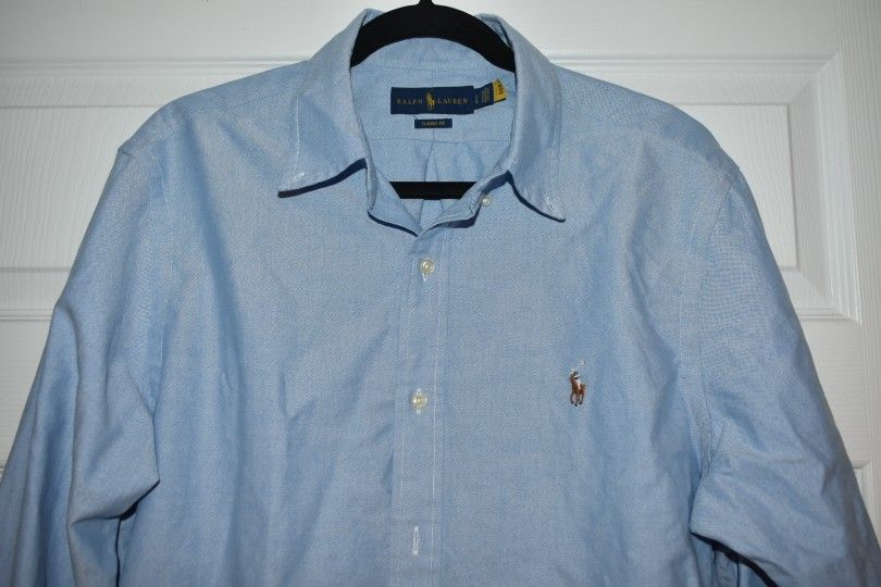 Ralph Lauren Men Blue Long Sleeve Classic Fit Shirt SZ L