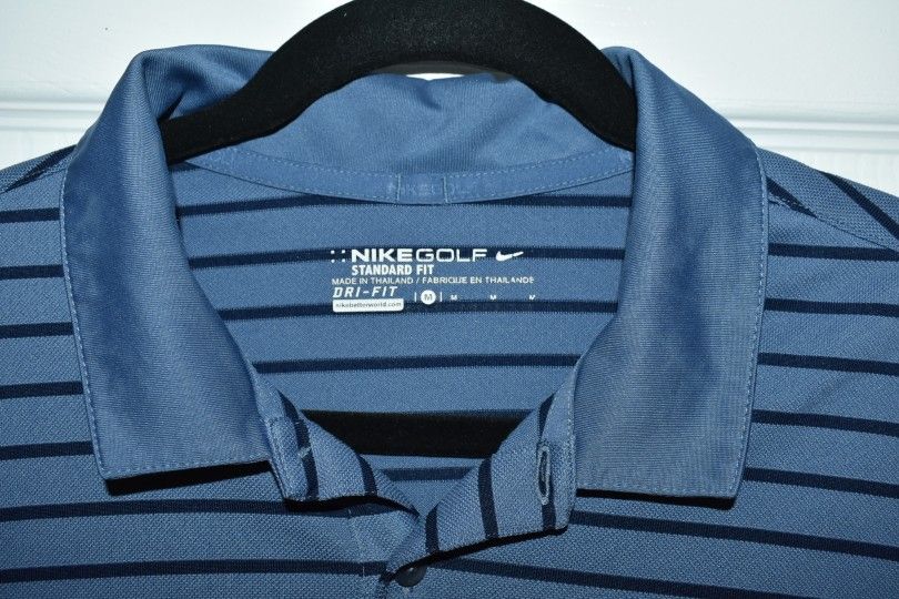 Nike Men Blue Stripe Short Sleeve Dri Fit Golf Polo SZ M - photo 2