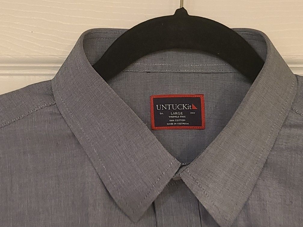 UNTUCKit Men's Blue Wrinkle-Free Short-Sleeve Petrus Shirt SZ L - photo 3
