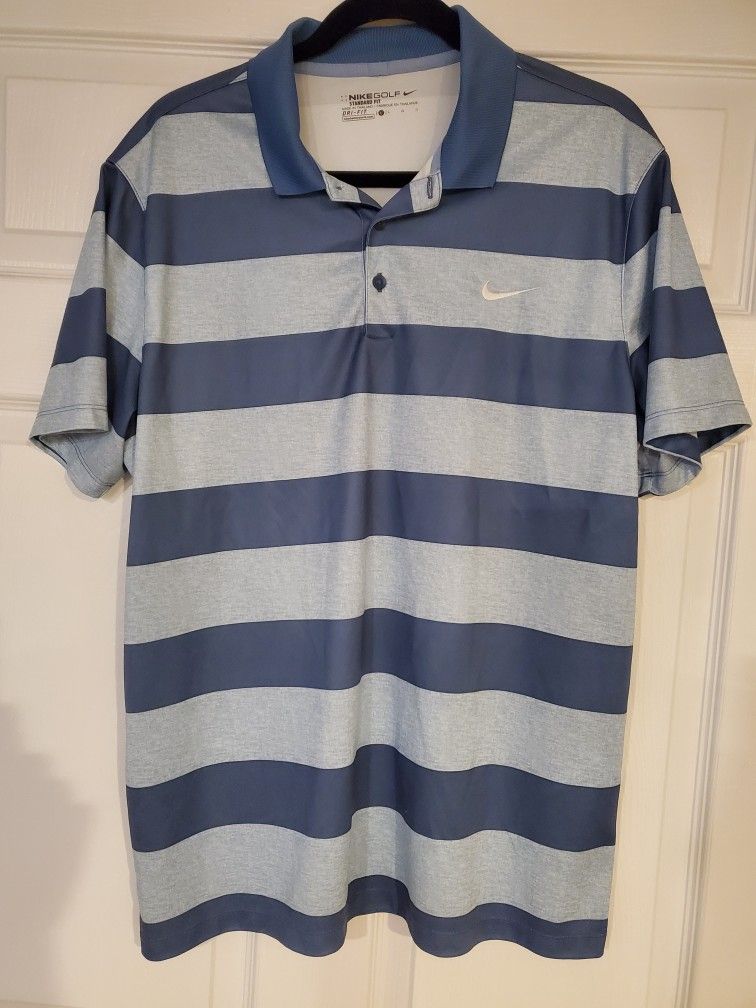 Nike Blue Stripe Short Sleeve Golf Polo - photo 2