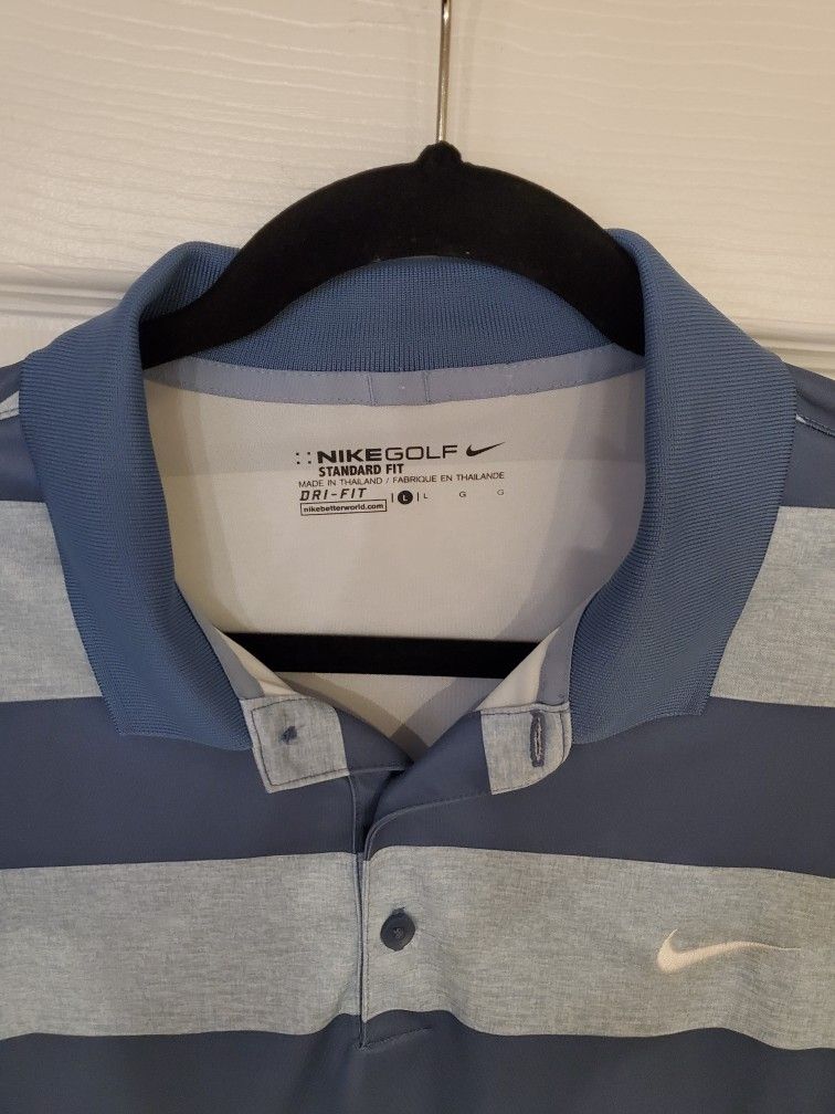 Nike Blue Stripe Short Sleeve Golf Polo - photo 3
