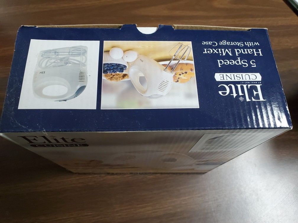 Elite Cuisine 5-Speed Hand Mixer White EHM-05C w/ Case - photo 2