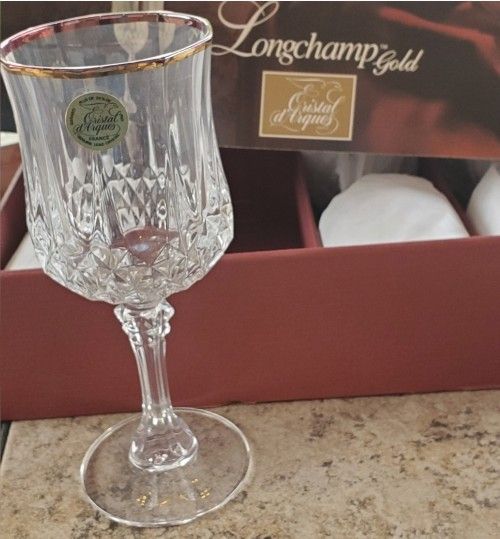 Cristal D'Arques Longchamp Gold Wine Glasses Set of 4
