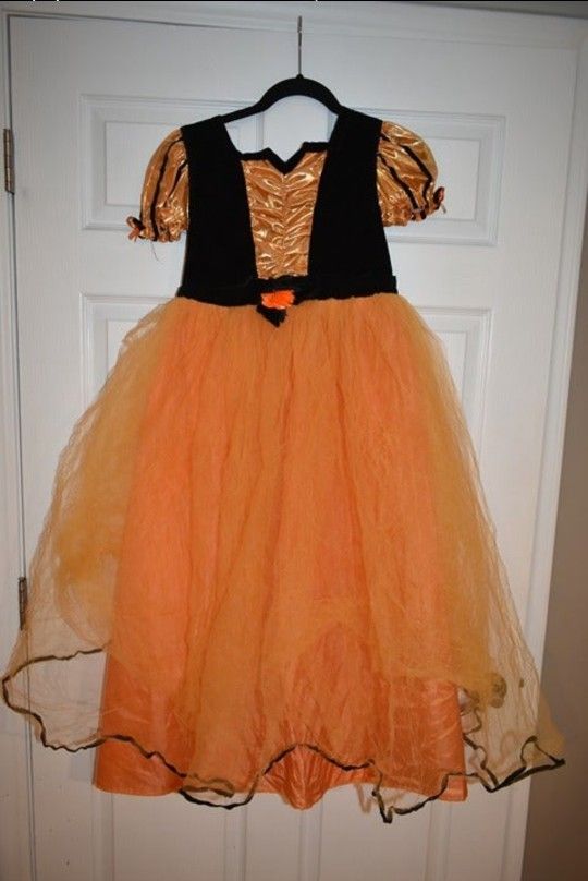 Girls Witch Orange and Black Halloween Costume SZ L - photo 2