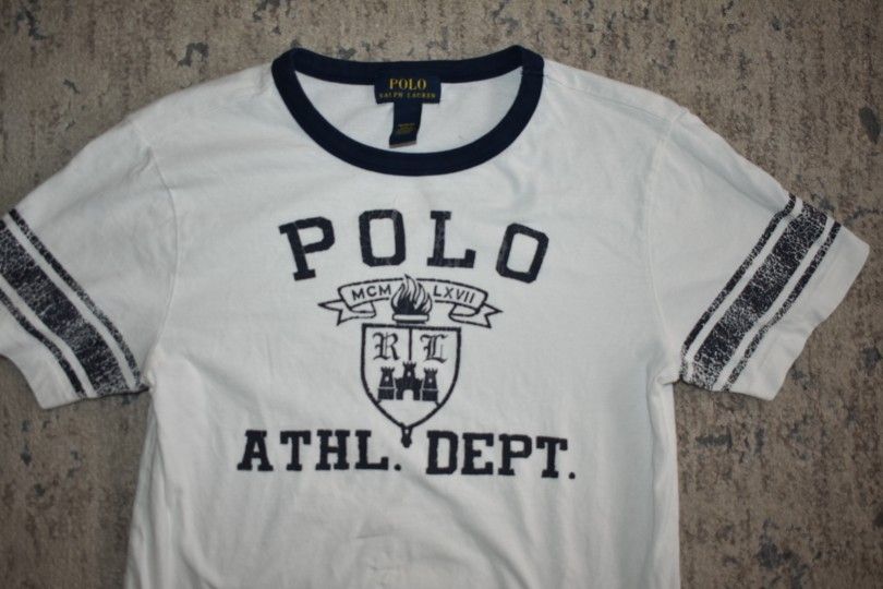 Ralph Lauren Boys White Blue Shirt SZ M
