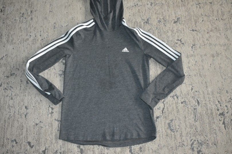 Adidas Men Gray Pullover Long Sleeve Hoodie SZ S