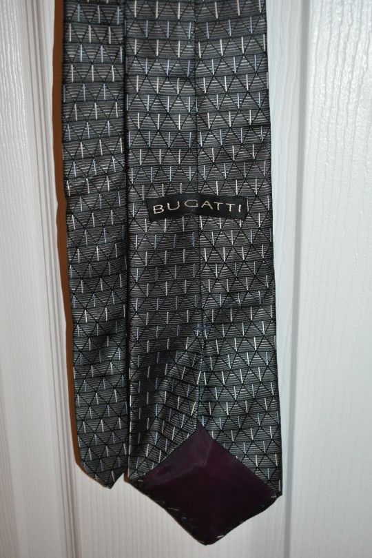 Bugatti Men Gray Blue Silk Tie
